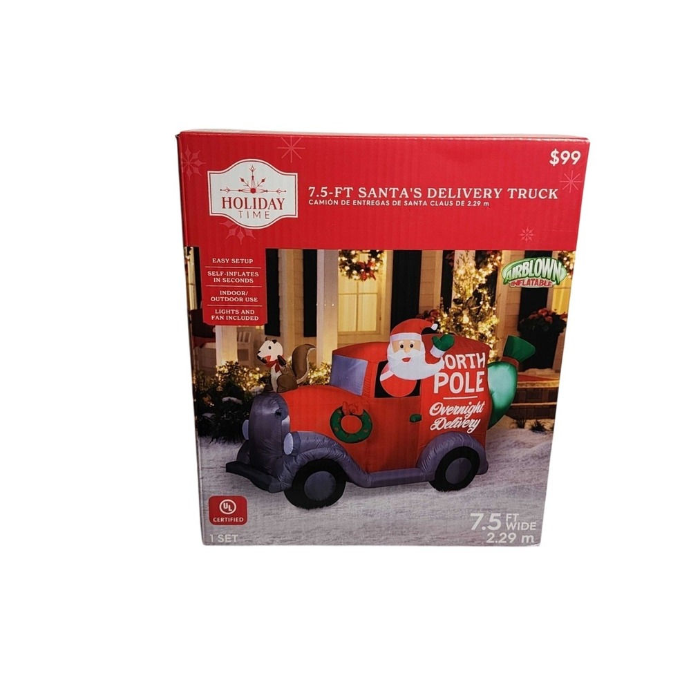 Holiday Time Santa Delivery Truck 7.5 ft Christmas Xmas Airblownβ Inflatable NEW